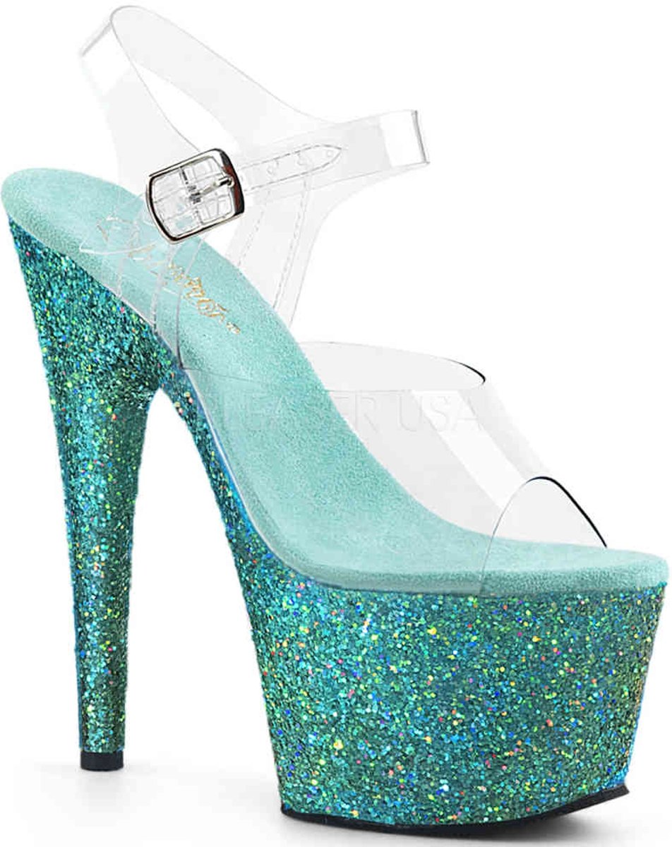 EU 41,5 = US 11 | ADORE-708LG | 7 Heel, 2 3/4 PF Ankle Strap Sandal W/ Glitter Bottom